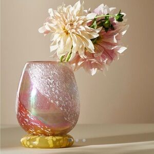 Elegant Iridescent Vase with Pink Accents